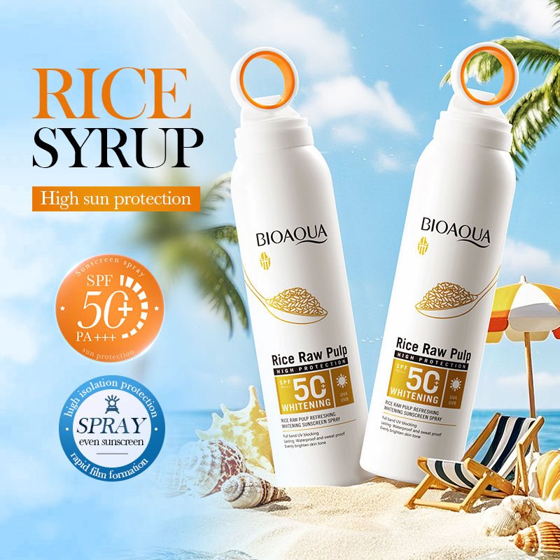 BIOAOUA Rice Pulp Refreshing Whitening Sunscreen Spray SPF50+ Aluminum Can 150ml (1)