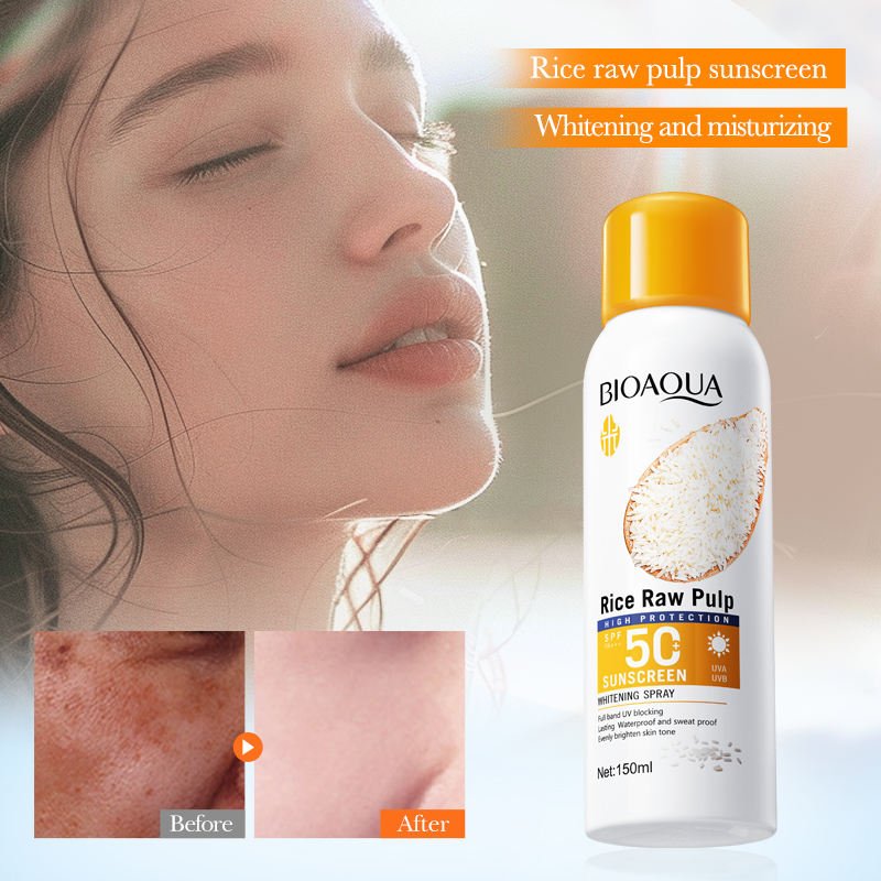 BIOAOUA Rice Pulp Whitening Sunscreen Spray SPF50+ PA+++ 150ml (1)